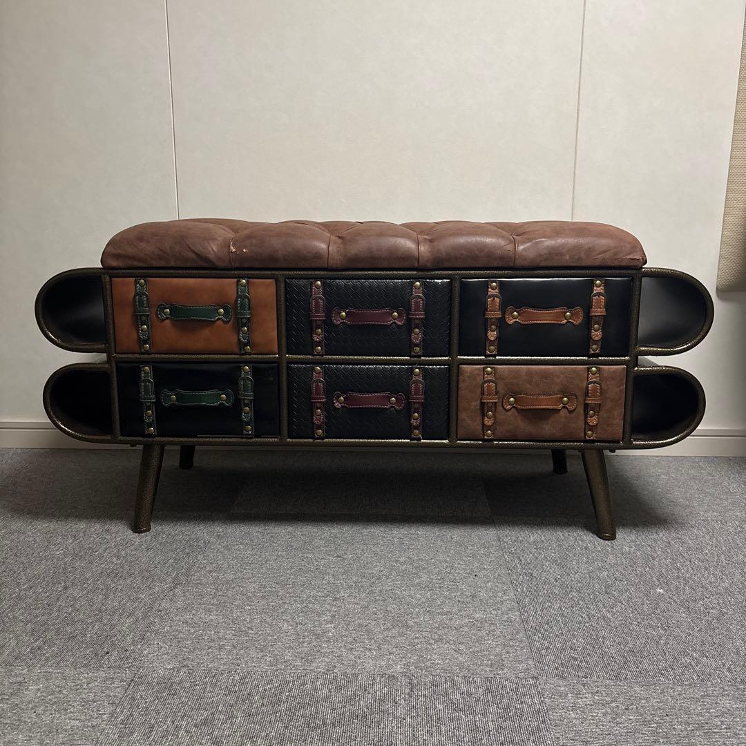 トランクベンチ スツール 収納 アンティーク レザー ビンテージ