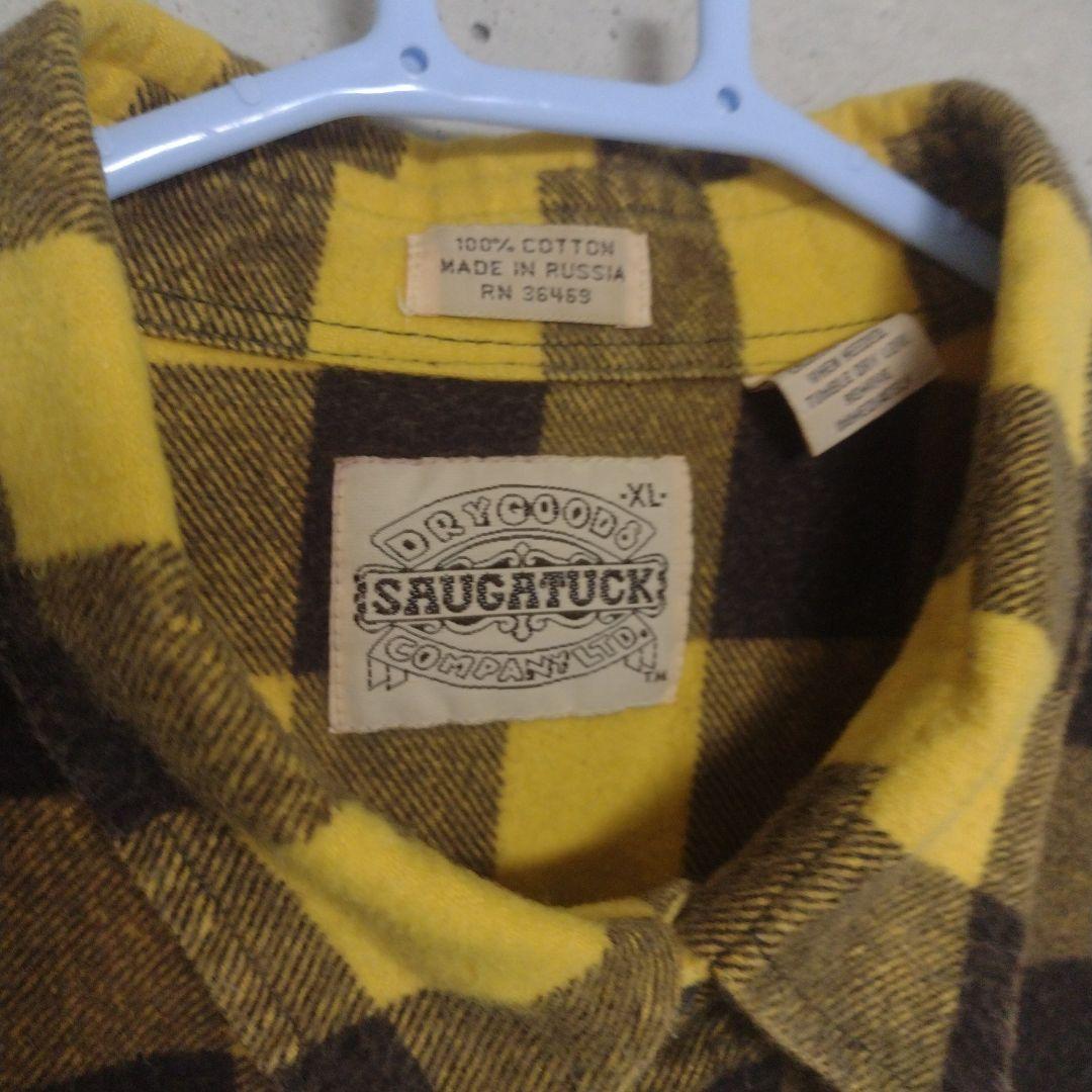 Saugatuck XL80sプリントネルシャツ イエロー/ブラックチェック