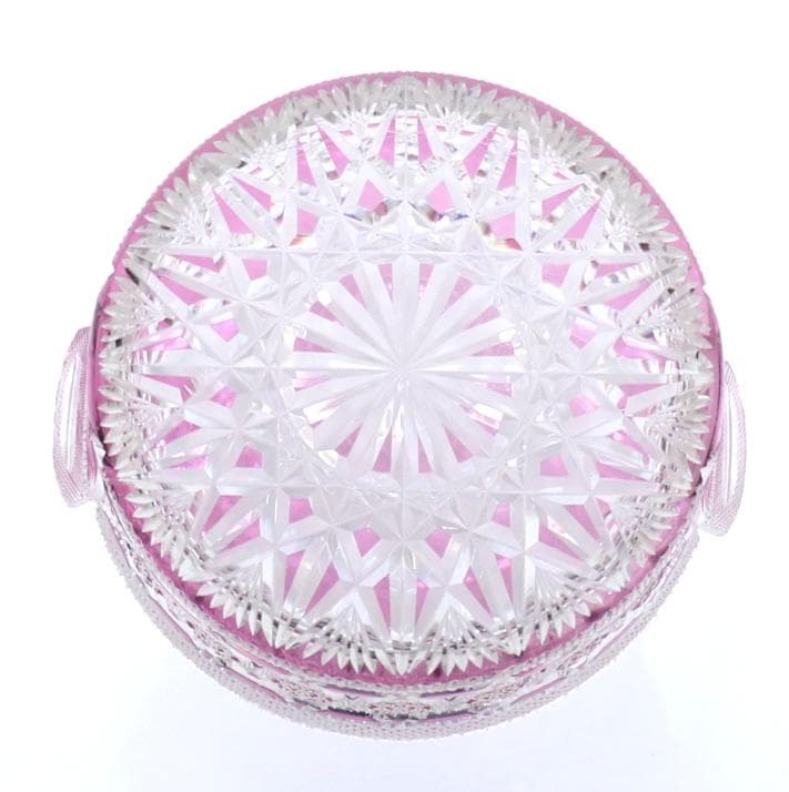 オールド・バカラ 紫色被せ切子装飾 大型鉢 ギヤマン 小物入れ アンティーク