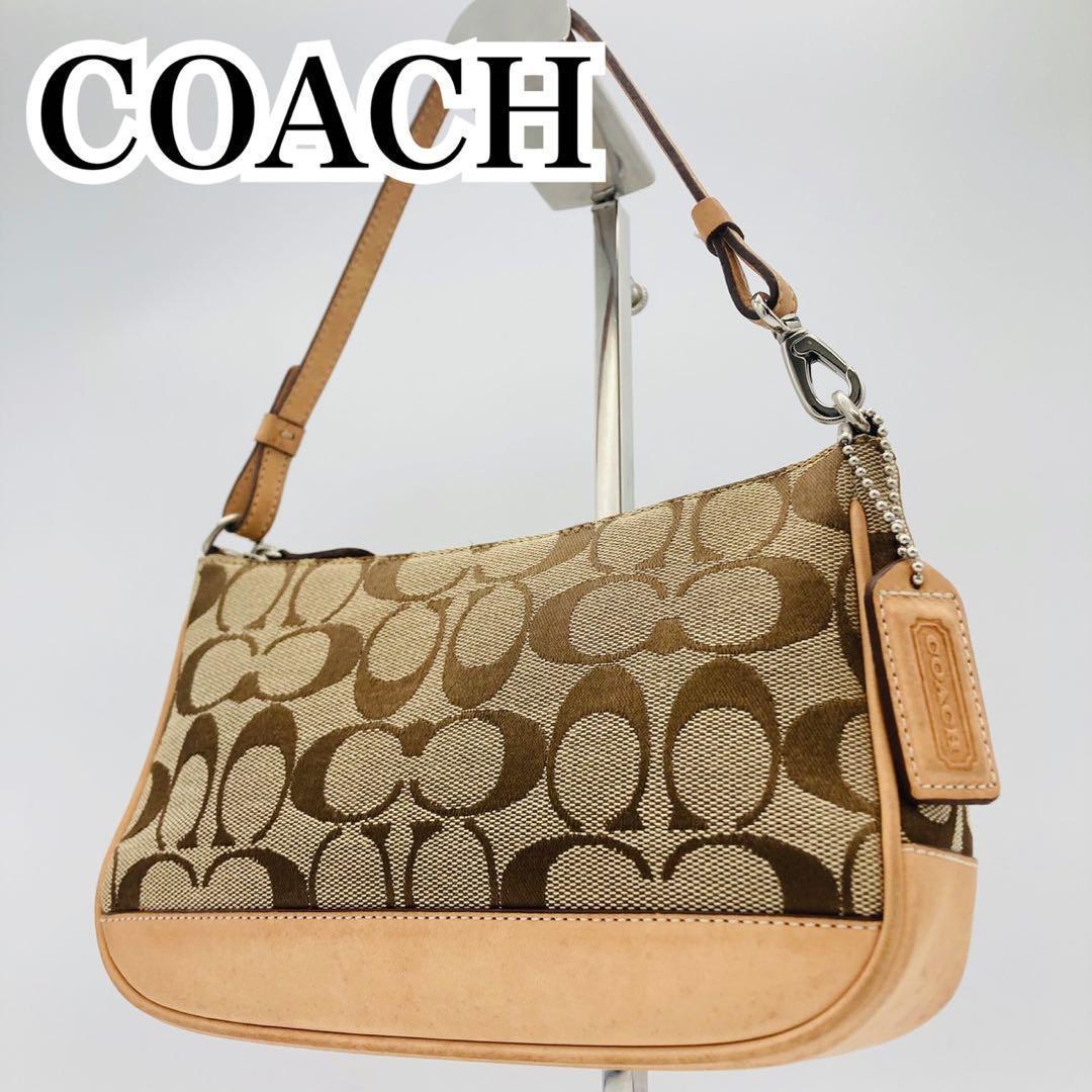 COACH コーチ アクセサリーポーチ ワンショルダー シグネチャー ブラウン
