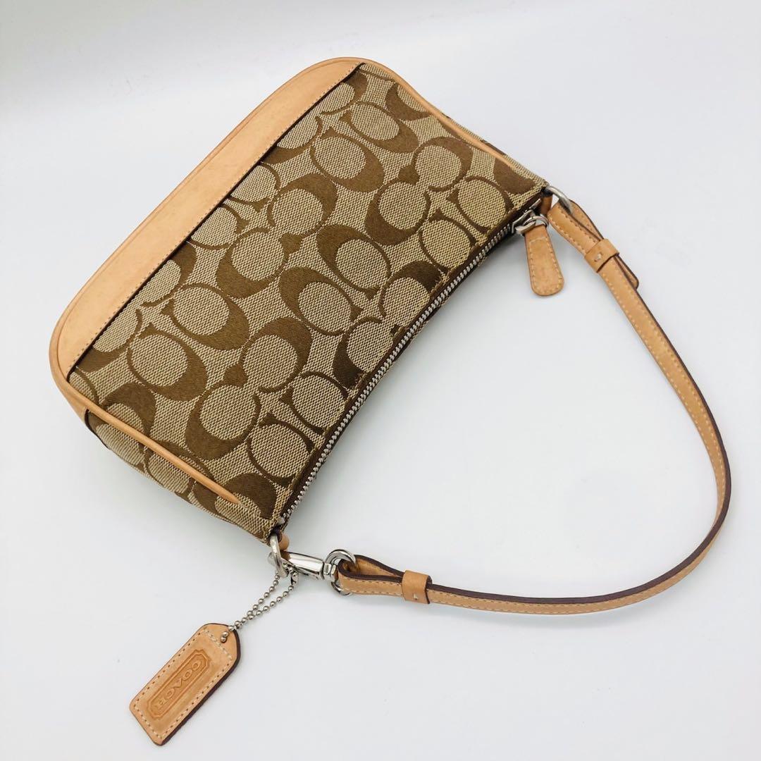 COACH コーチ アクセサリーポーチ ワンショルダー シグネチャー ブラウン