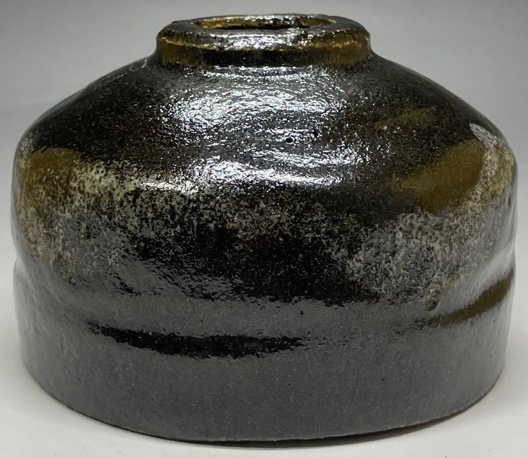 五代　楽吉左衛門　宗入　黒茶碗　共箱(四方桟盛蓋) 　仕覆　共布　e432a