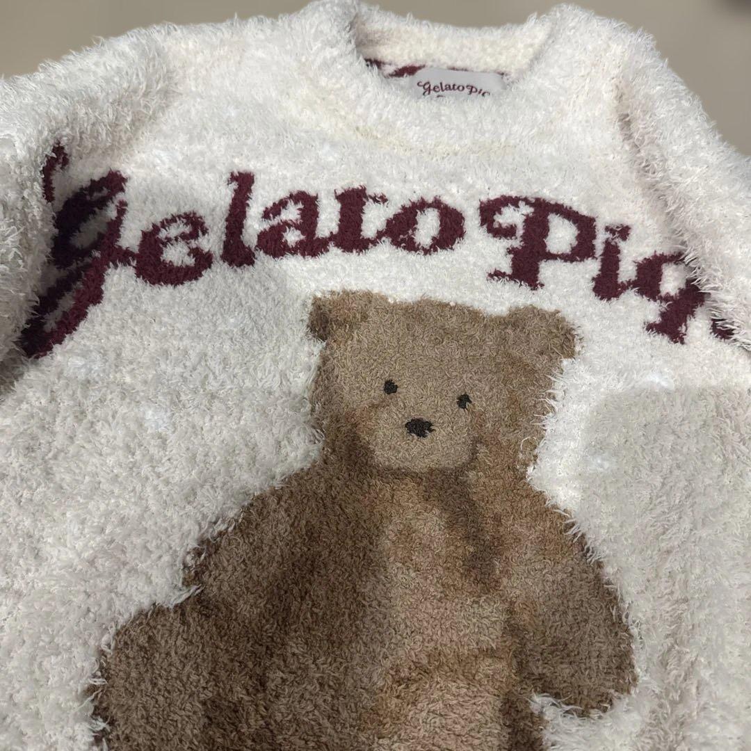 ジェラピケ　スノーベア　ホリデー　白　上下セット