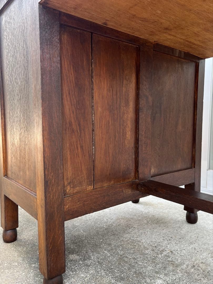 ◆アンティーク◆ 木製机　デスク　昭和レトロ　ナラ材　ヴィンテージ　古家具