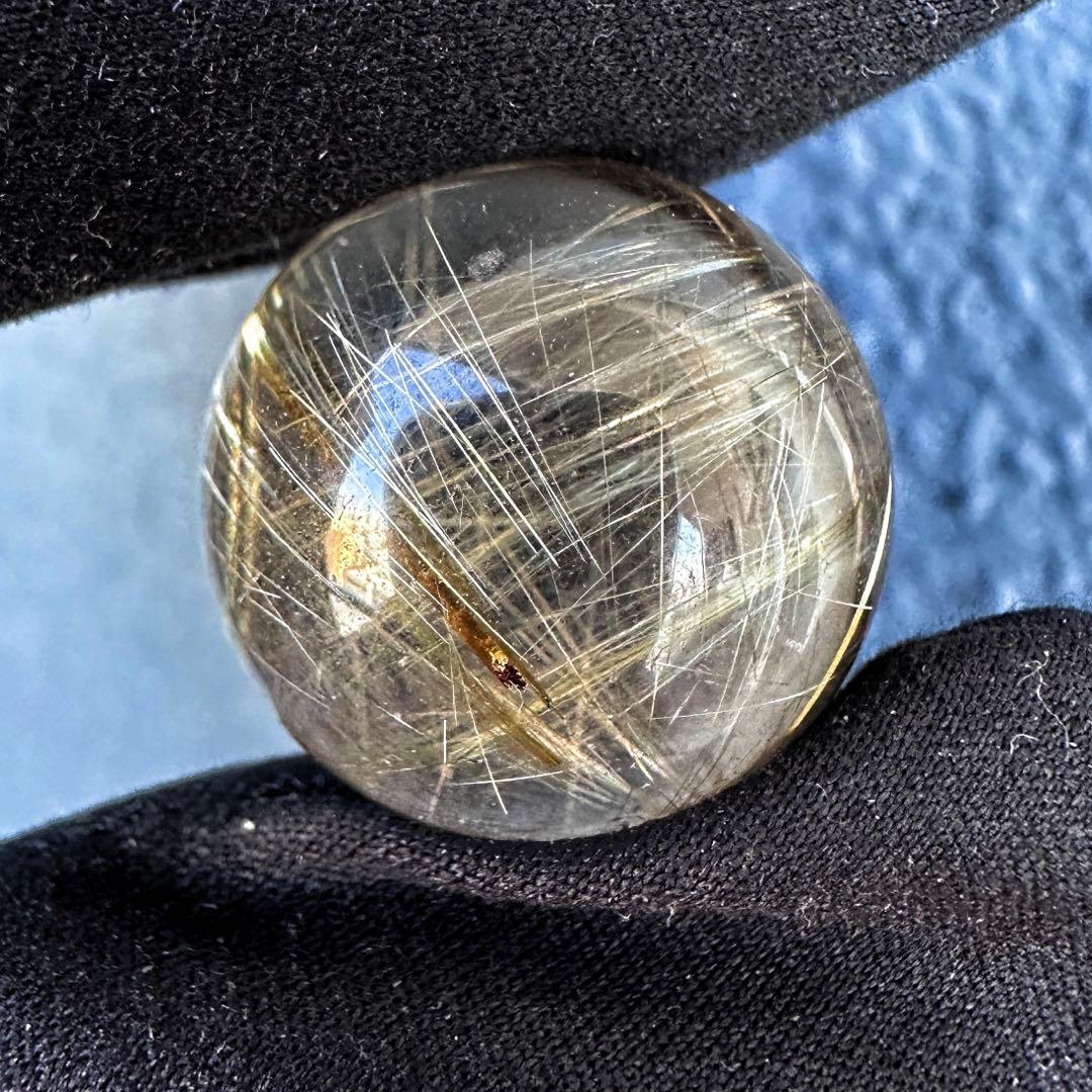 別格高級品❗️高透明度☆スモーキーチルクォーツ丸玉ゴールドルチルクォーツA1384