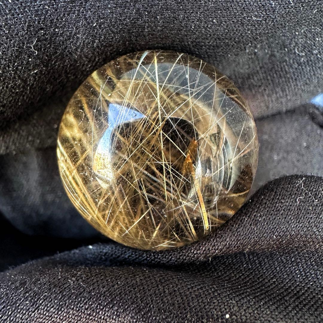 別格高級品❗️高透明度☆スモーキーチルクォーツ丸玉ゴールドルチルクォーツA1384