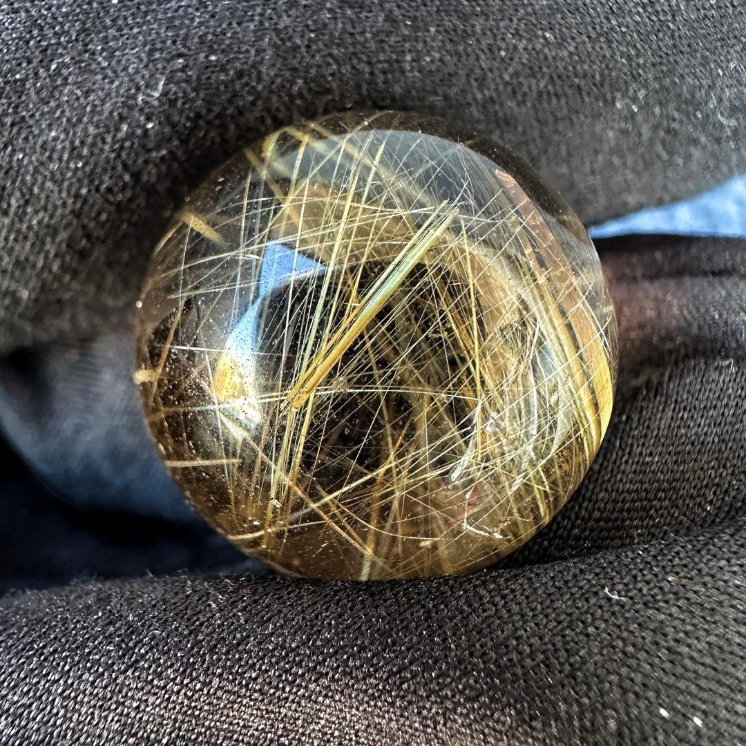 別格高級品❗️高透明度☆スモーキーチルクォーツ丸玉ゴールドルチルクォーツA1384