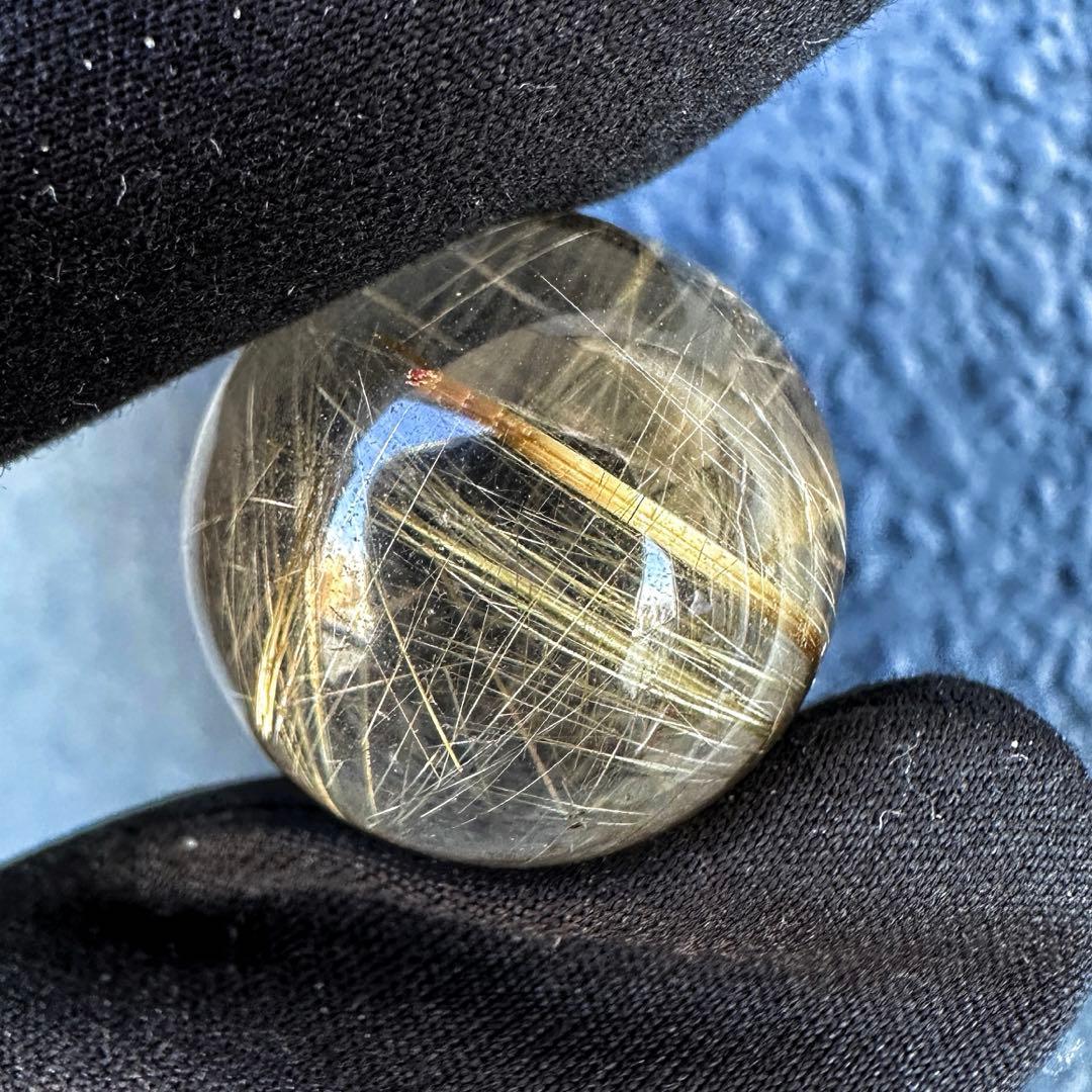 別格高級品❗️高透明度☆スモーキーチルクォーツ丸玉ゴールドルチルクォーツA1384