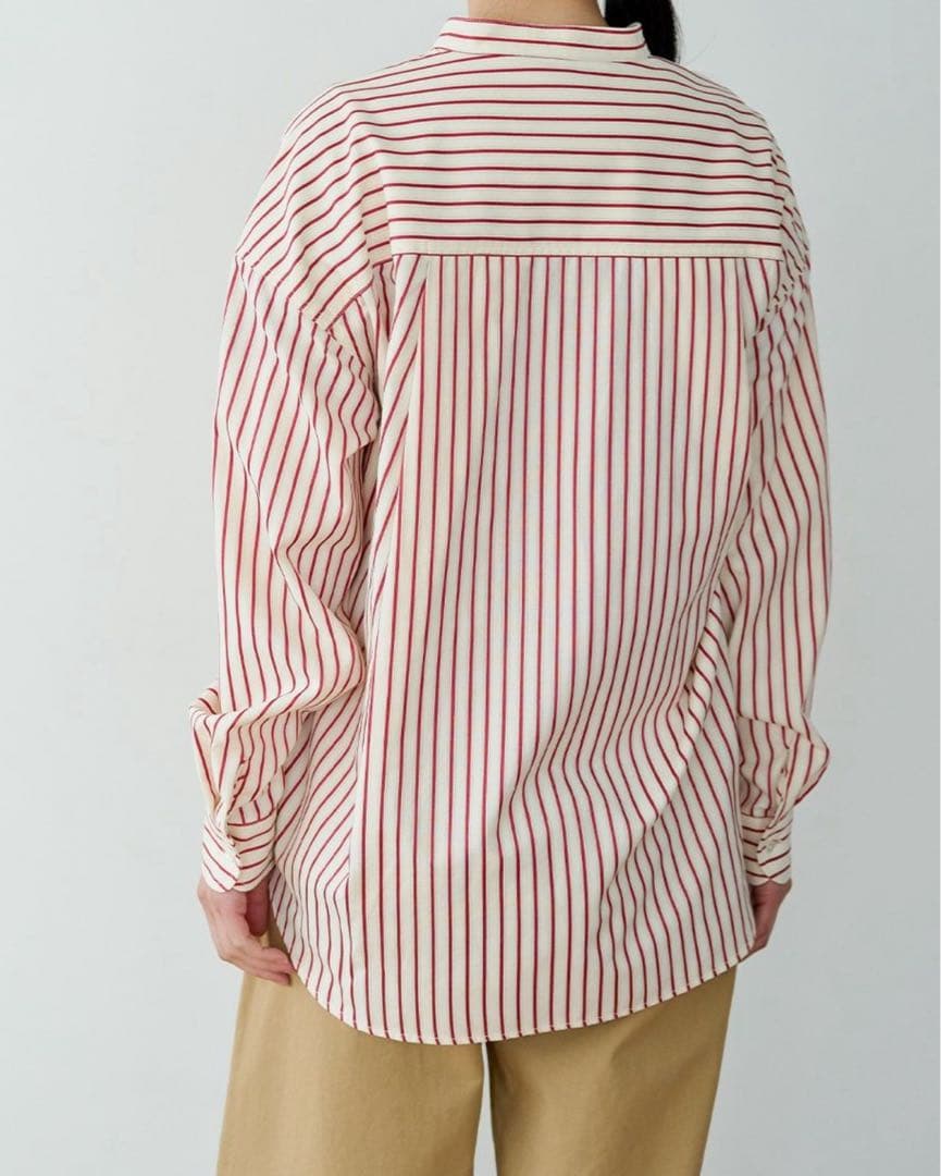 美品⭐︎ポンデシャロン バンドカラーシャツ　サイズフリー　レッド