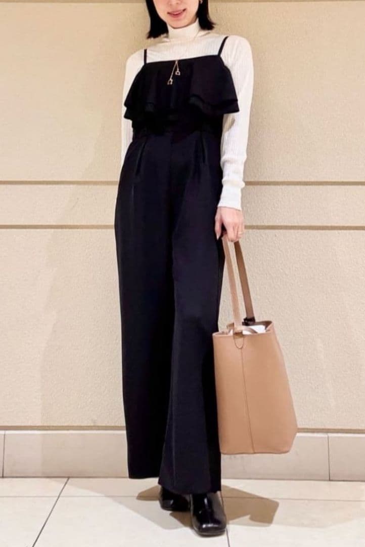 【新品】ANAYI ダブルクロスフリルサロペットパンツ