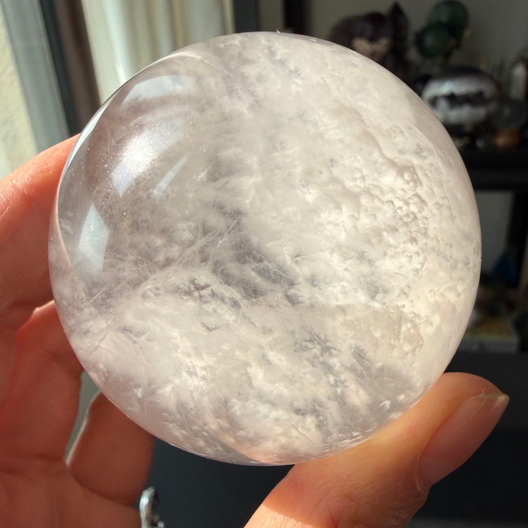 【masa様確認専用】天然石パイライト共生フローライトスフィアNO.021114