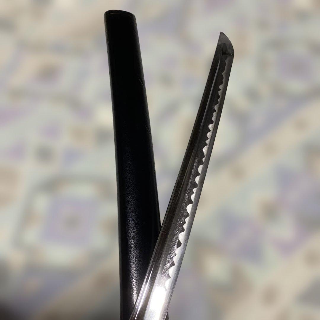 居合刀(刀袋付) 茶柄 竹笹木瓜真鍮鍔 黒梨地呂鞘