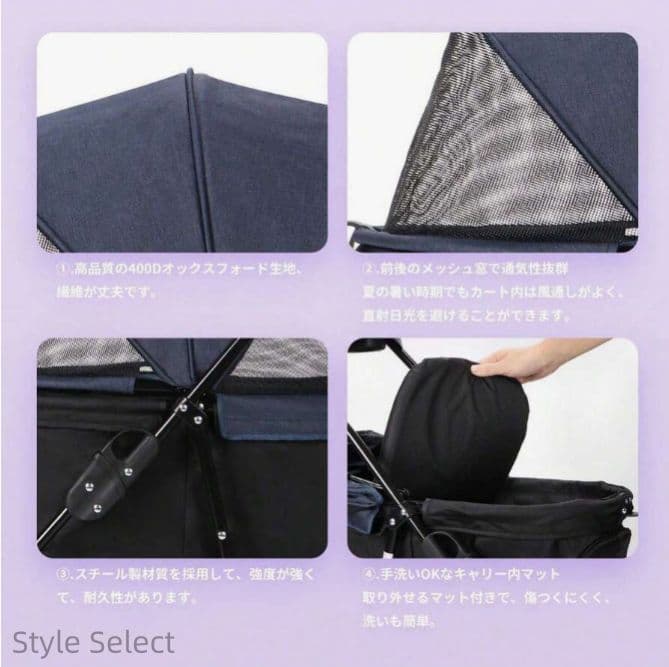 犬介護用ペットカート ブレーキ付 組立簡単耐荷重 15kg 軽量 ワンタッチ開閉