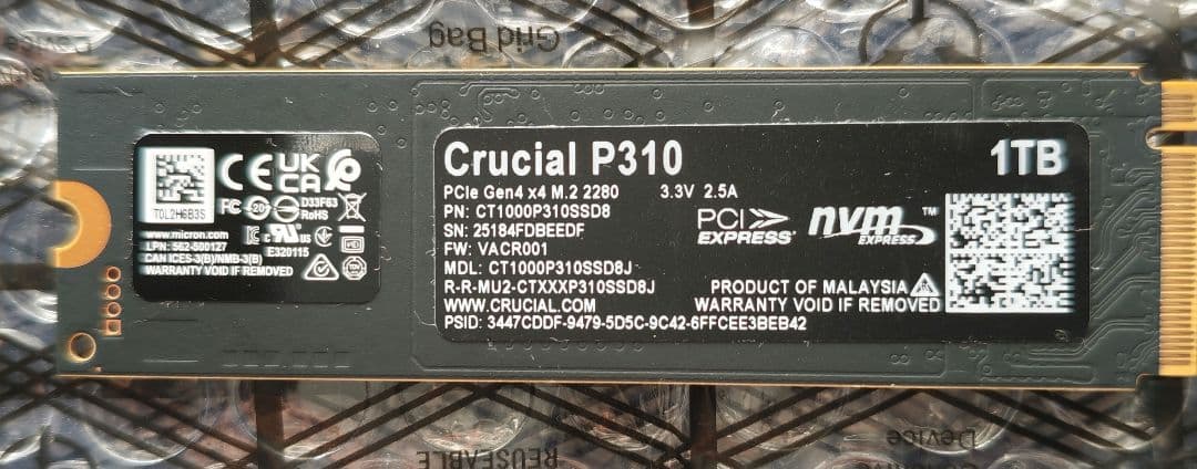 内蔵型SSD Crucial P310 1TB NVMe M.2 SSD Gen4