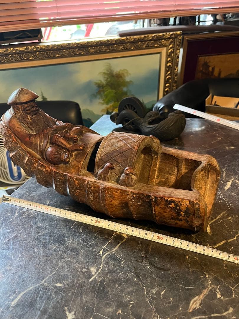 寿老人、竹彫刻寿老人、竹一刀彫り、竹細工寿老人、江戸時代寿老人、木彫り寿老人