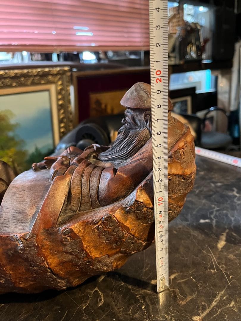 寿老人、竹彫刻寿老人、竹一刀彫り、竹細工寿老人、江戸時代寿老人、木彫り寿老人