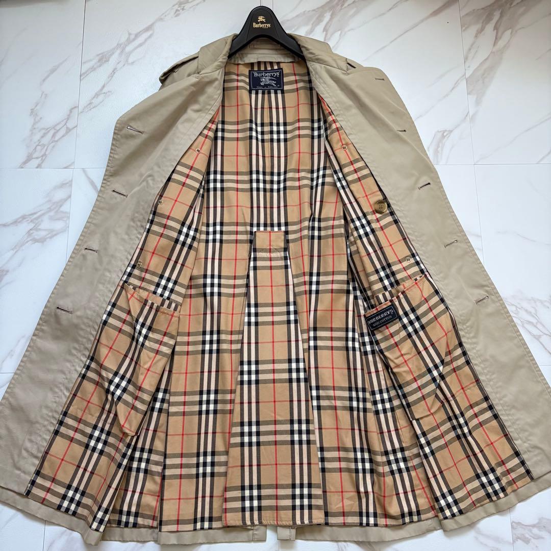 90s◆美品 BURBERRY ベルト付 トレンチコート カーキ ロング L