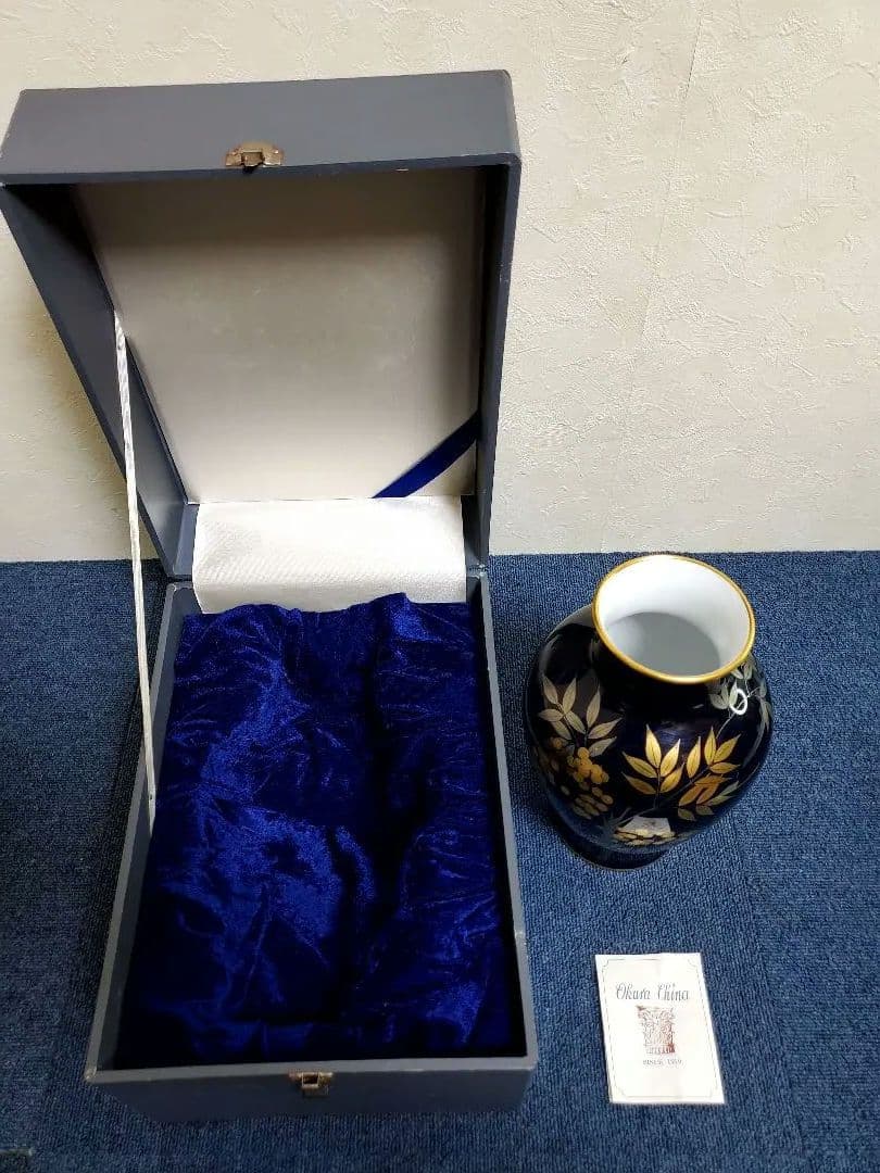 ☆okura☆花瓶☆大蔵陶園☆瑠璃金蝕☆南天☆27cm 箱付き