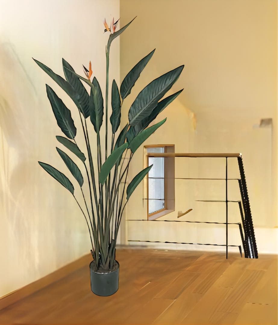 光触媒　人工観葉植物　ウォールグリーン　フェイクグリーン　ストレチア極楽鳥花付き