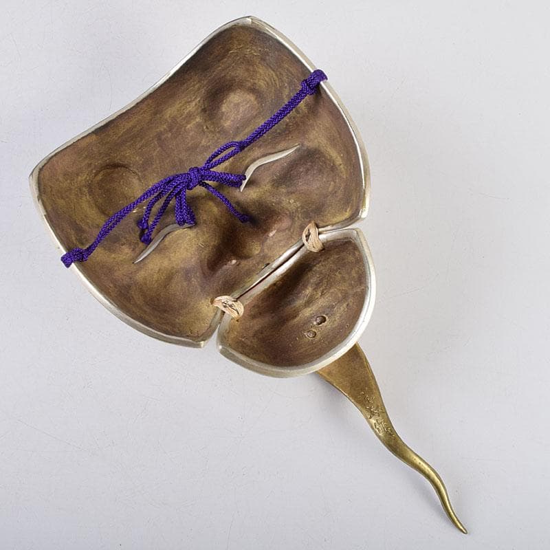 金工師　星野光義作　朧銀　能面　翁面　共箱　D　R8852B