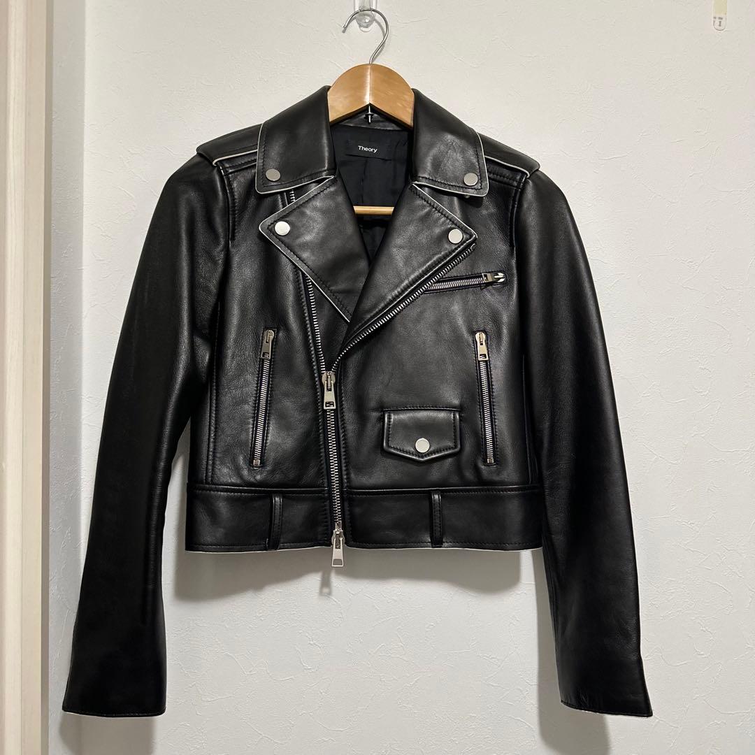 l*n様 セオリー ラムレザー ダブルライダースジャケット ショート丈