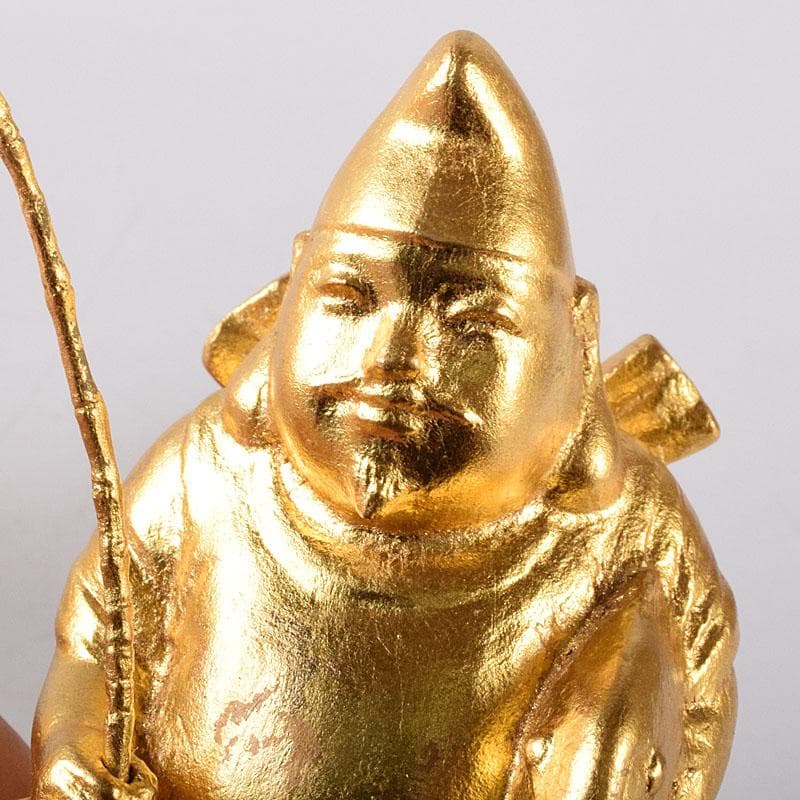 彫刻家　富永直樹作　銅鍍金　大黒天　恵比須像　七福神　2点　共箱　V　7606