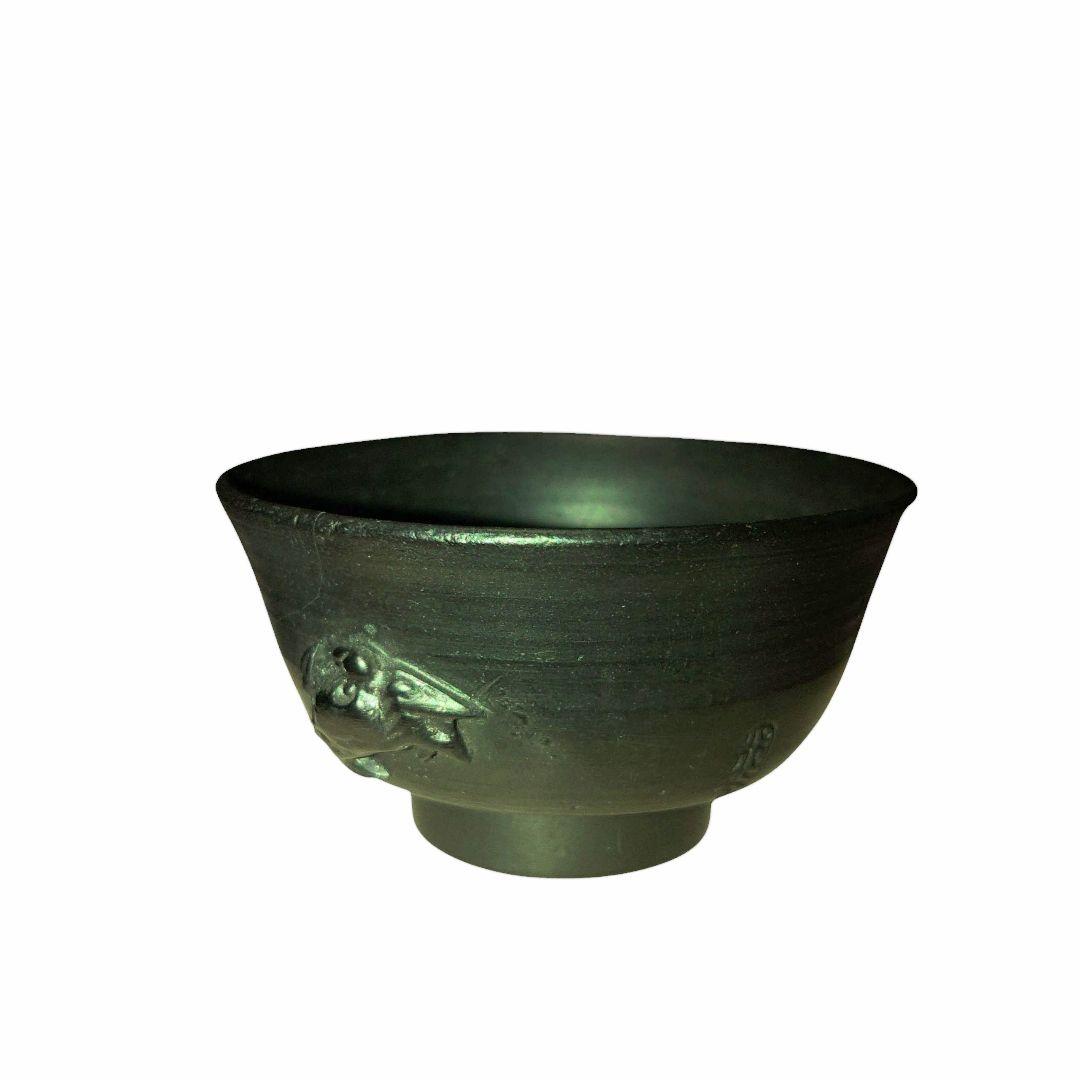 越後　新発田　米谷焼煎茶茶碗　蟹細工　明治レトロ　希少