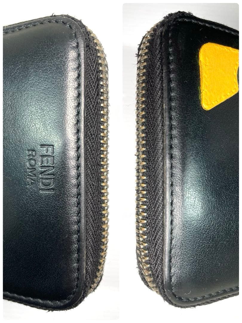 フェンディ　モンスター　バグズ アイ　レザー　ラウンドファスナー　二つ折り財布