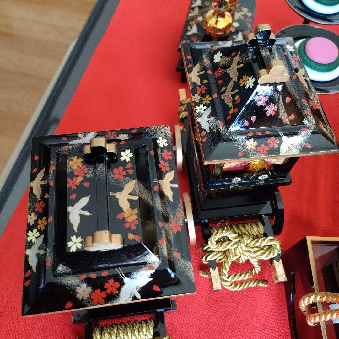 雛道具　雛人形 　木製品 40号　　　舞 (寿) 蒔絵付　(6点セット)未使用品