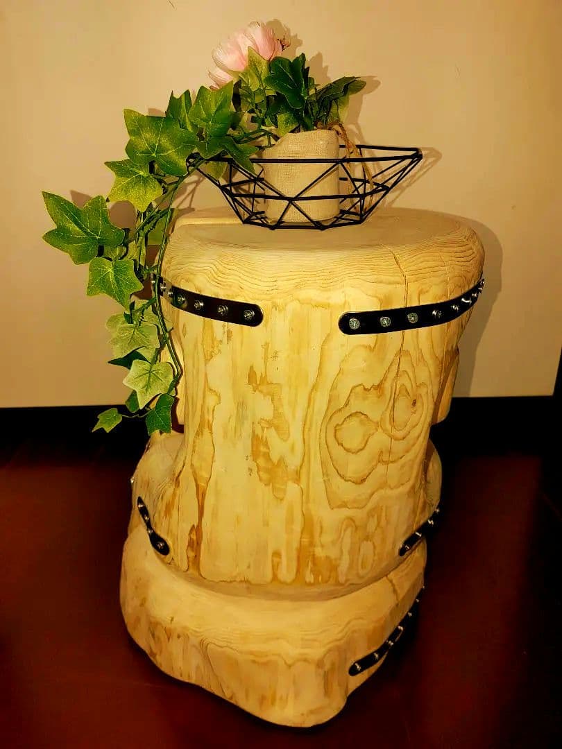 大型 切り株 ひのき ふたご 組合せ自由 テーブル 椅子 スツール 　 補強丸太