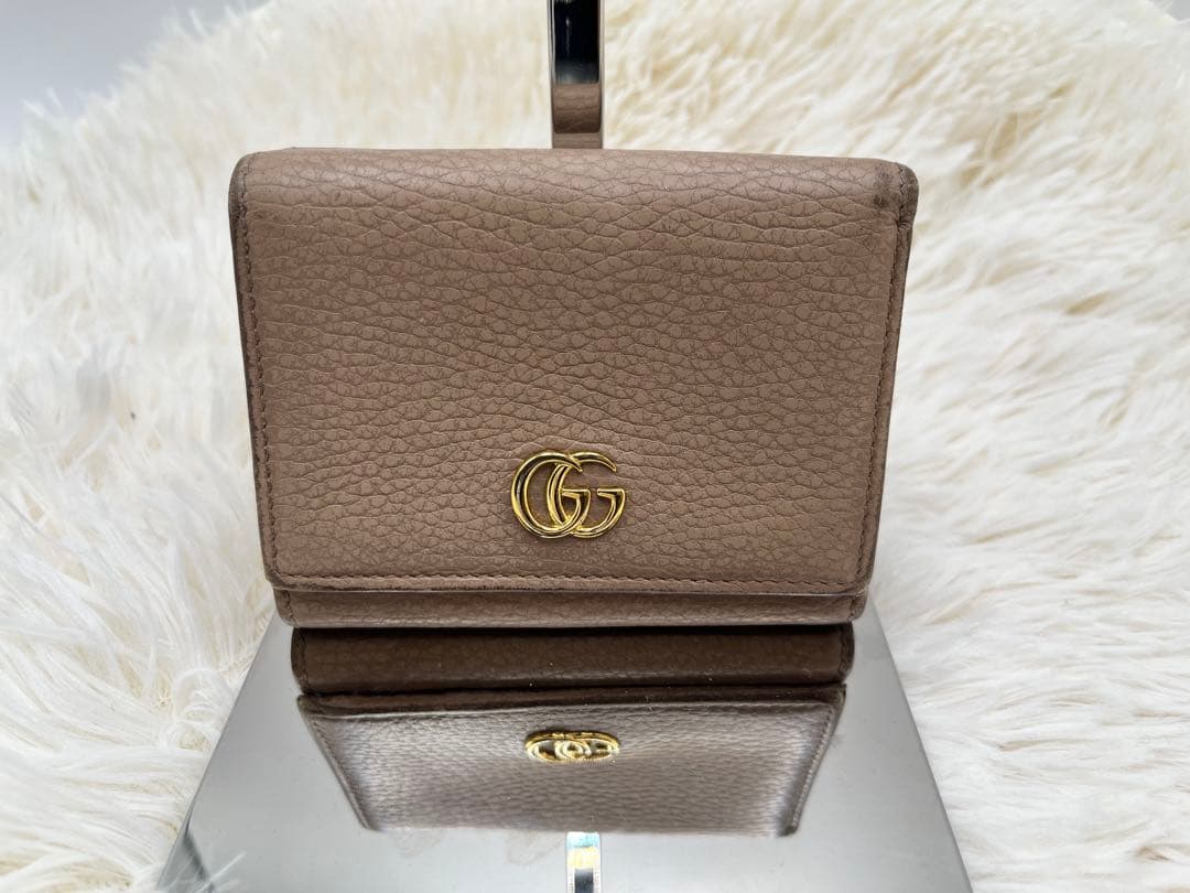 ✨美品✨ GUCCI グッチ 3つ折り財布 GGマーモント ピンク ベージュ