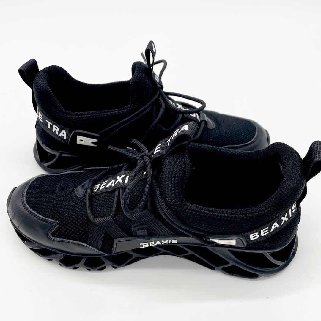 BEAXIS スニーカー ブラック 厚底 メッシュ 25cm スポーツ