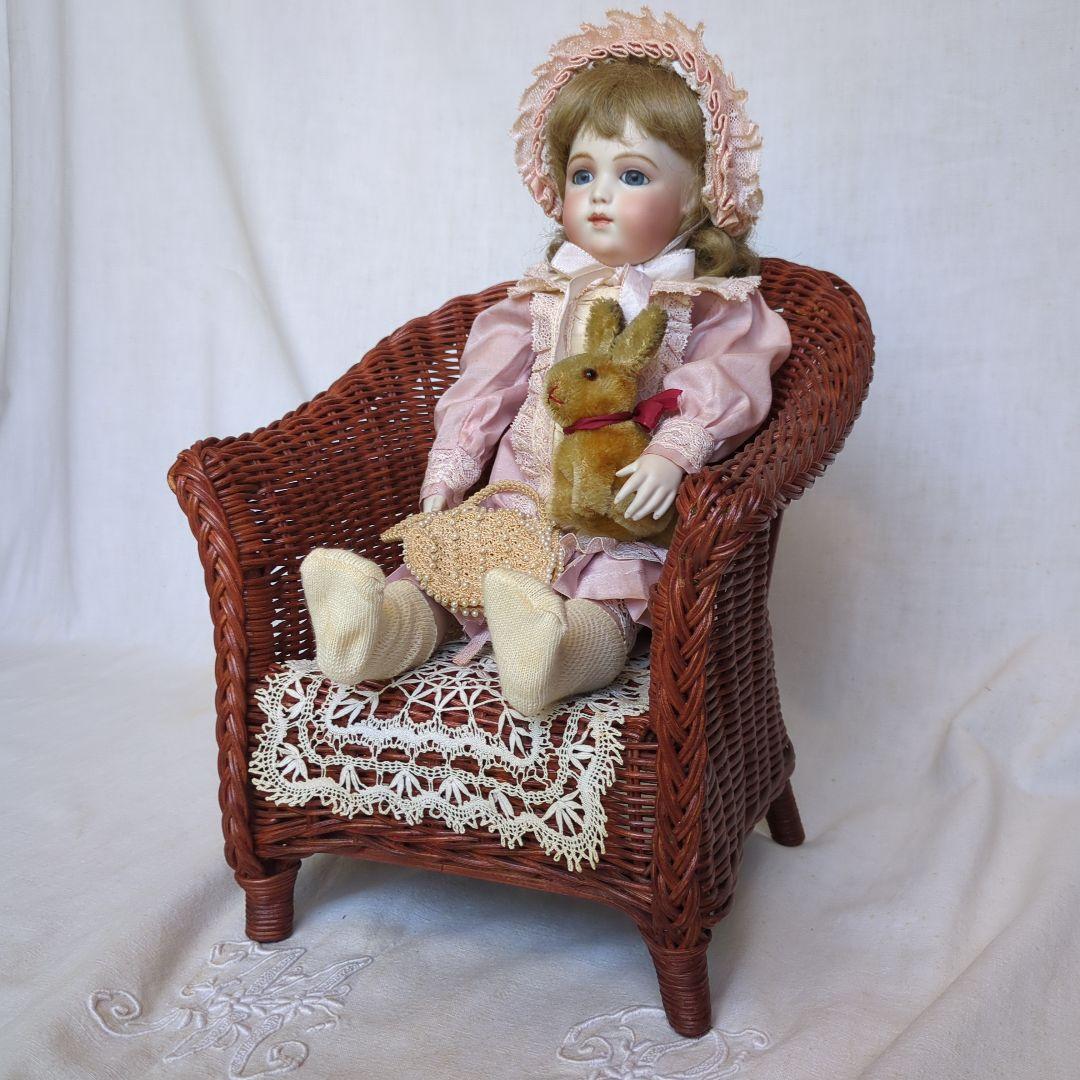 フランスアンティーク ドールチェア ローズマダー ラタン