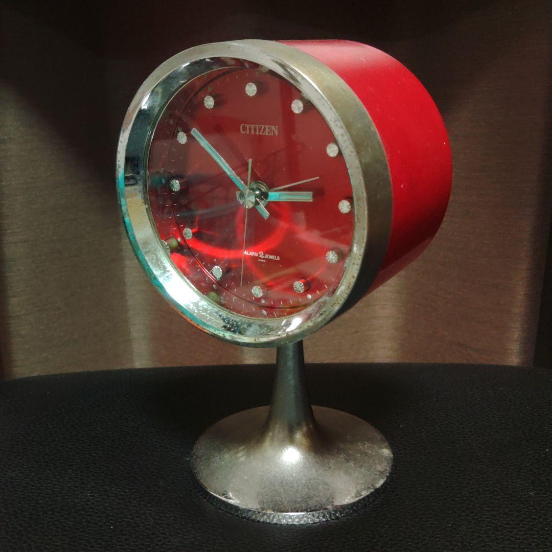 スペースエイジ CITIZEN 脚つき 時計 赤 昭和 レトロ