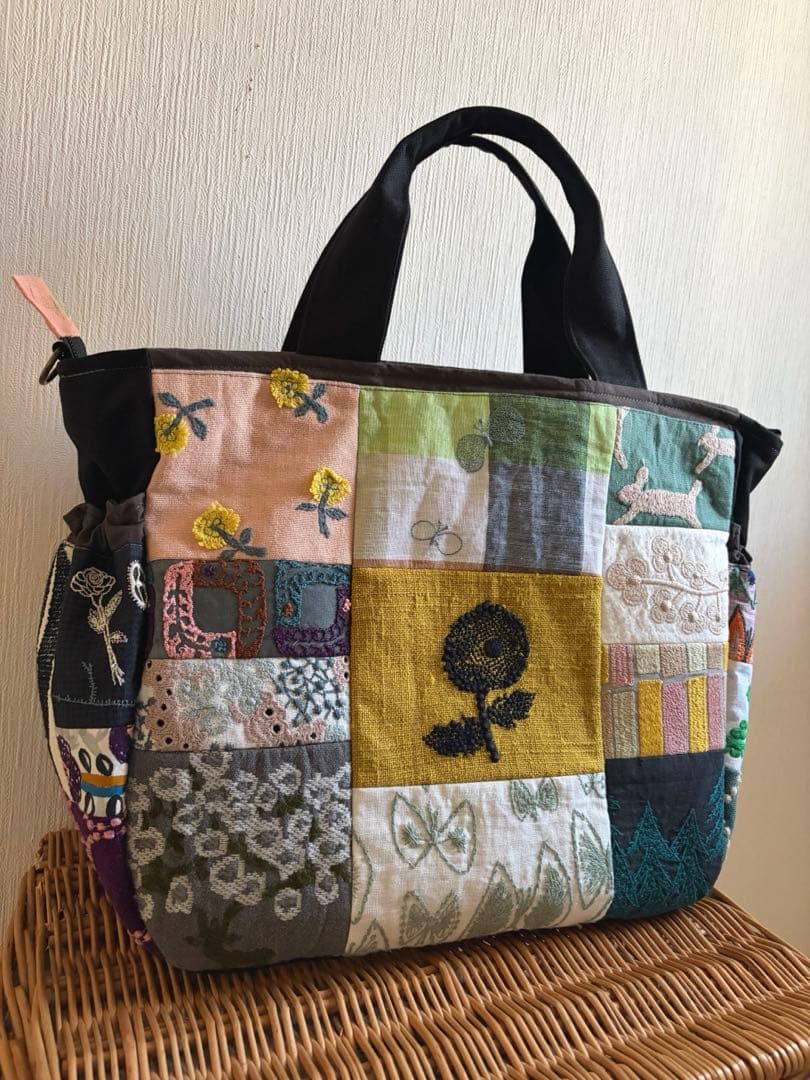 ミナペルホネン＊パッチギャザポケファスナートートLL✂️ハンドメイド