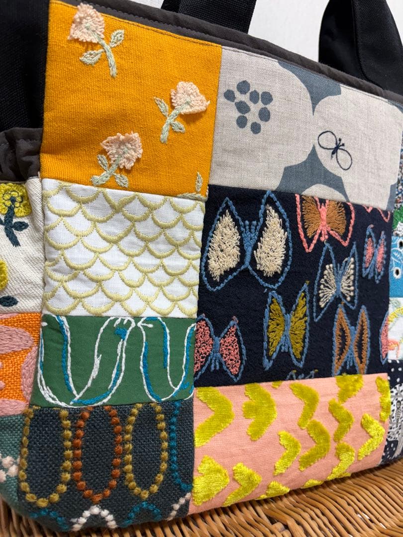 ミナペルホネン＊パッチギャザポケファスナートートLL✂️ハンドメイド