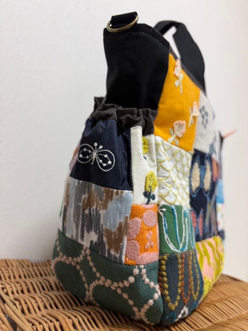 ミナペルホネン＊パッチギャザポケファスナートートLL✂️ハンドメイド