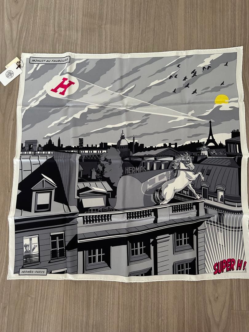 HERMES シルクスカーフ 70cm ミッドナイトフォーブル