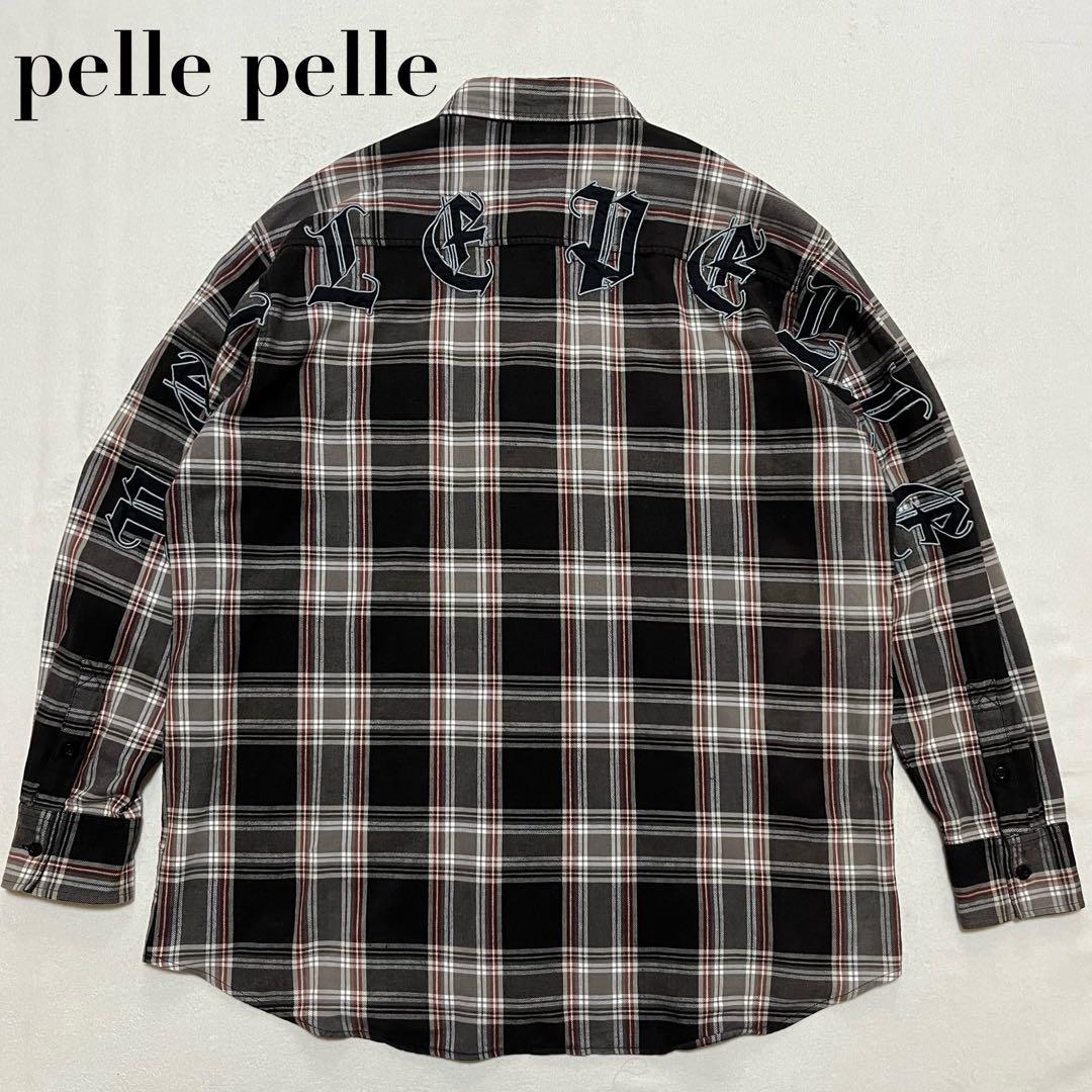 pelle pelle ペレペレ 3XL バックワッペン 厚手チェックネルシャツ