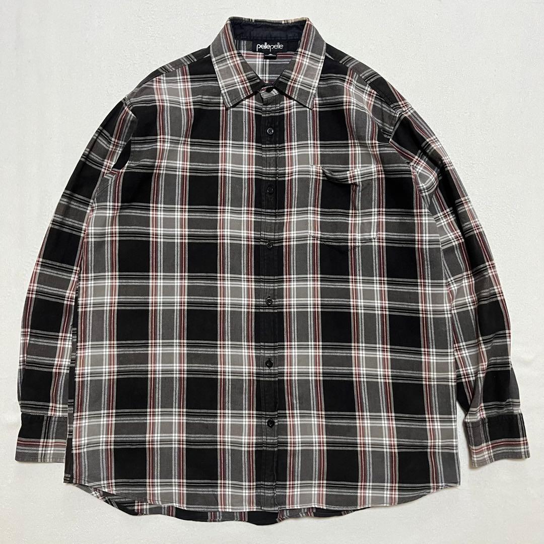pelle pelle ペレペレ 3XL バックワッペン 厚手チェックネルシャツ