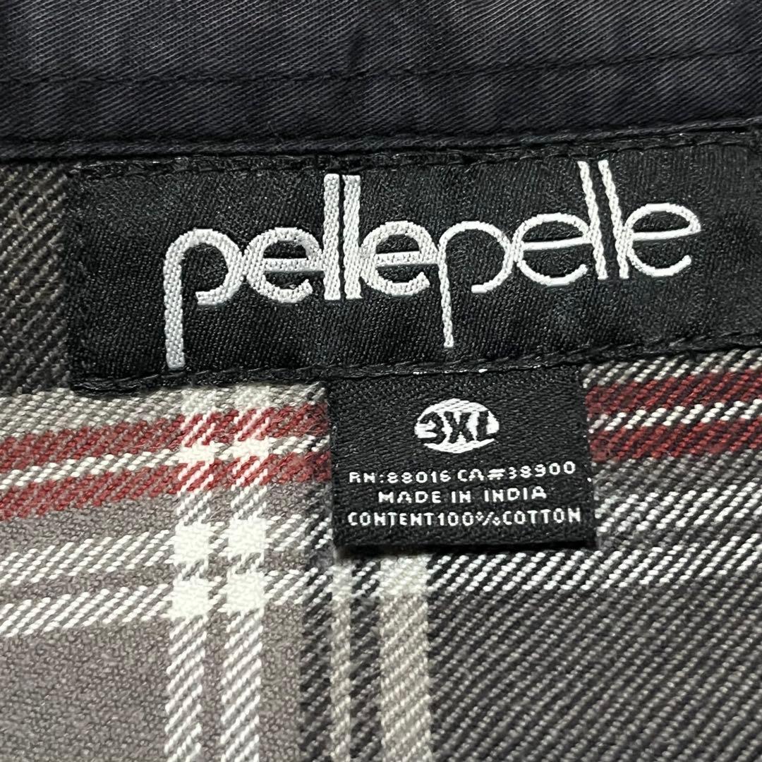 pelle pelle ペレペレ 3XL バックワッペン 厚手チェックネルシャツ