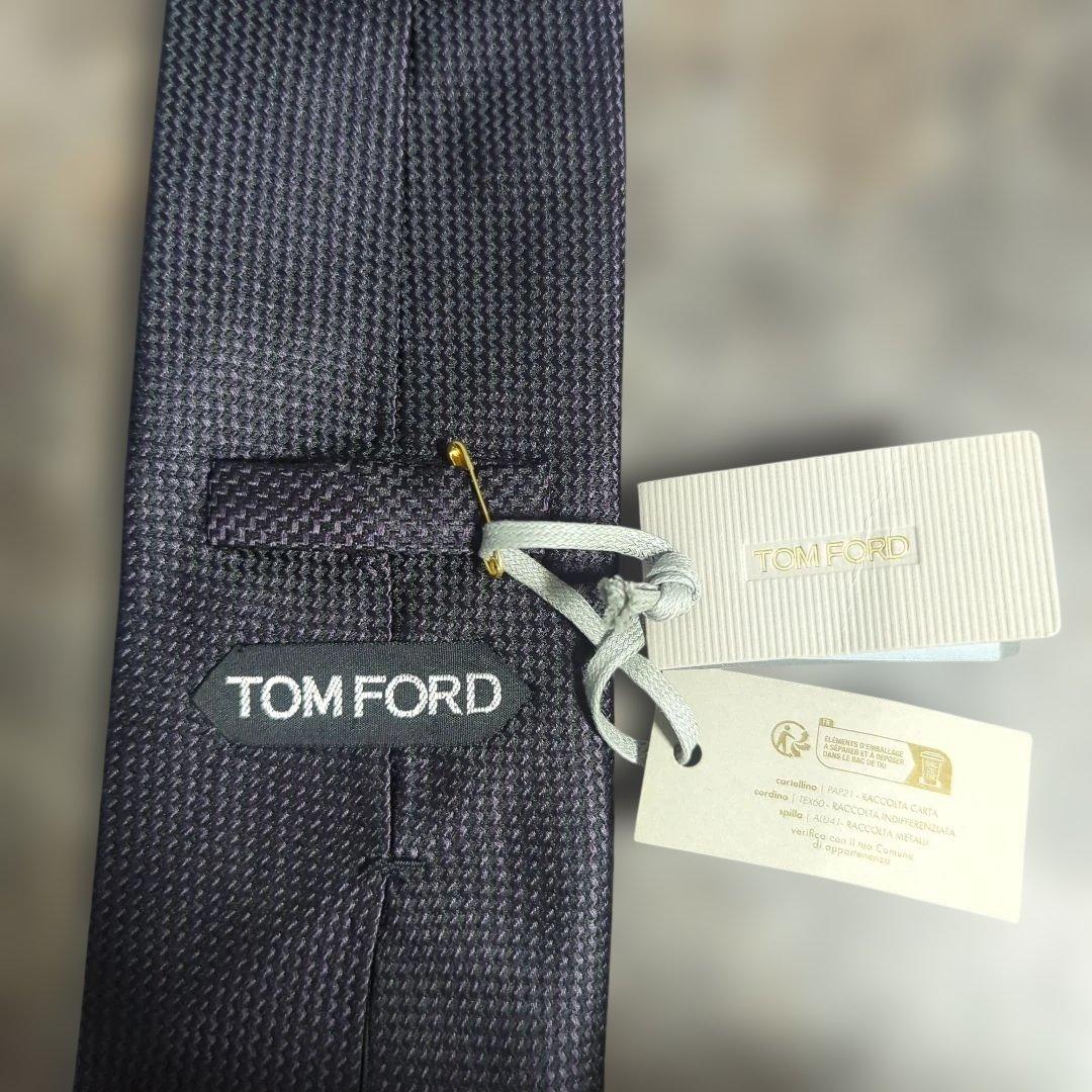新品 TOM FORD ネクタイ ダイアゴナル シルク ジャガード パープル