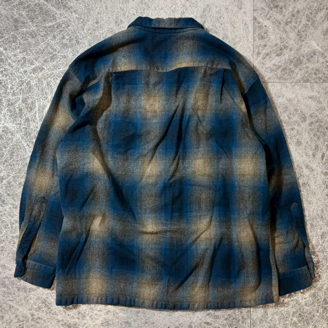 美品 ペンドルトン オンブレチェック ボードシャツジャケット ブルー XL
