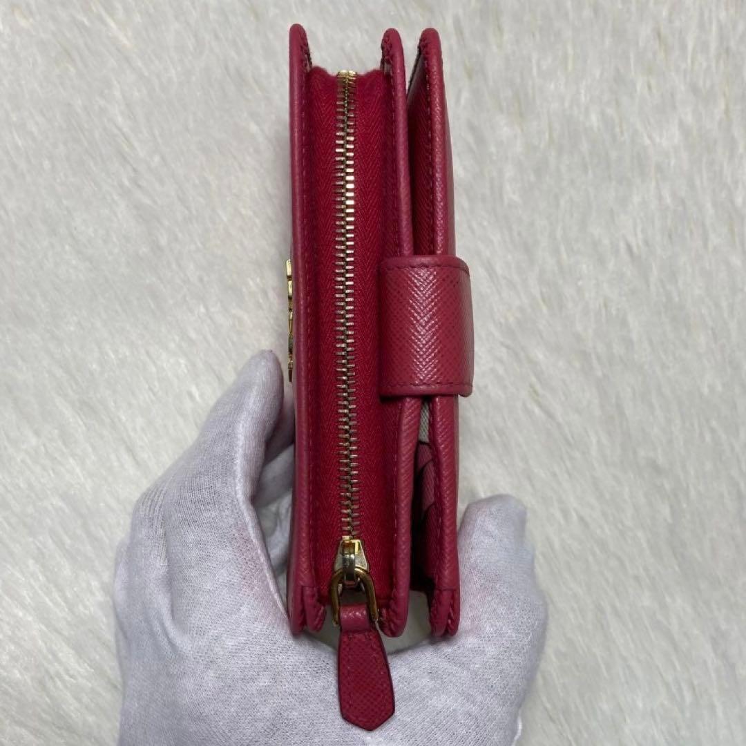 週末大特価美品　PRADA プラダ　二つ折り　財布　コンパクト　ピンク　バイカラ