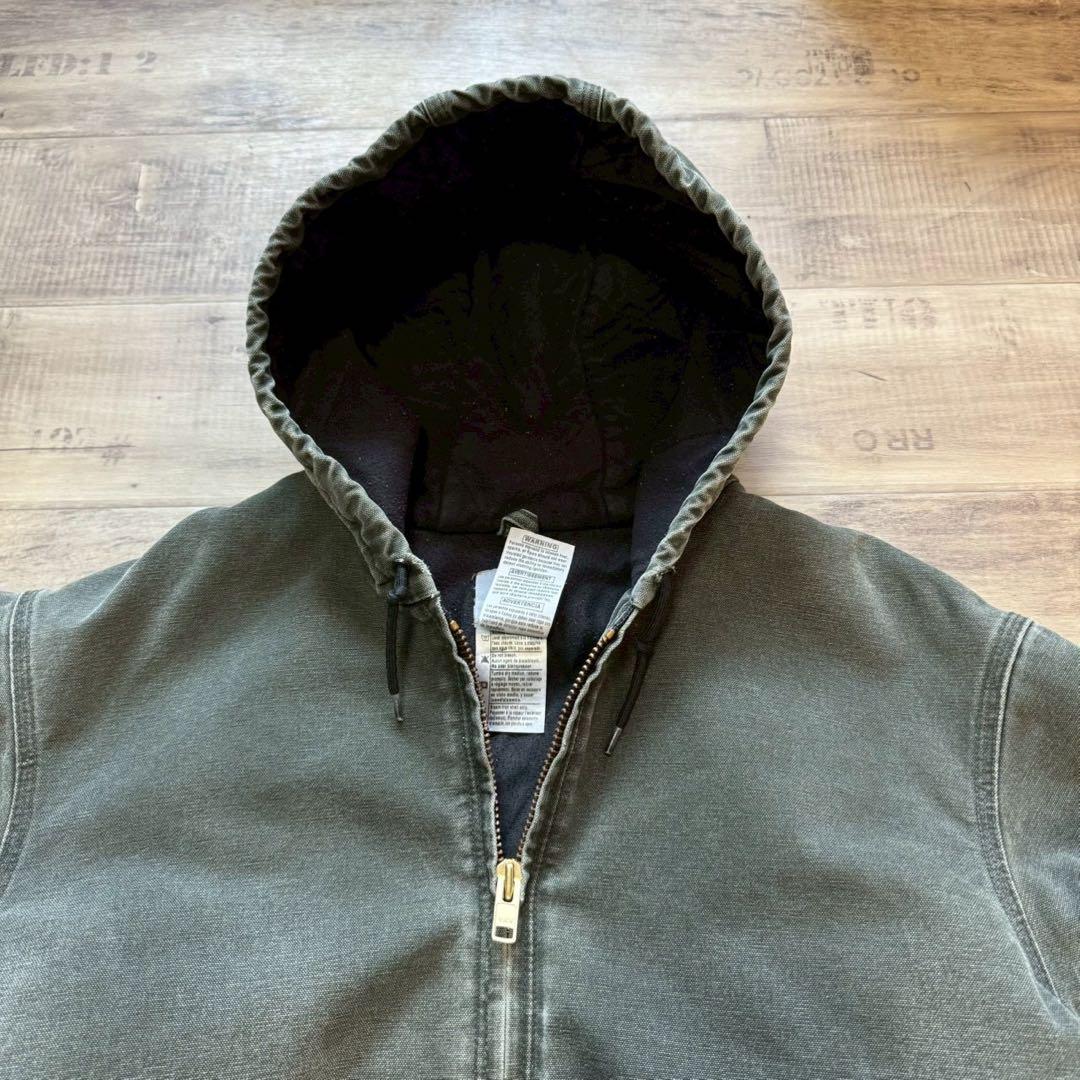 carharttカーハートアクティブジャケットモスグリーンL古着フェード短丈