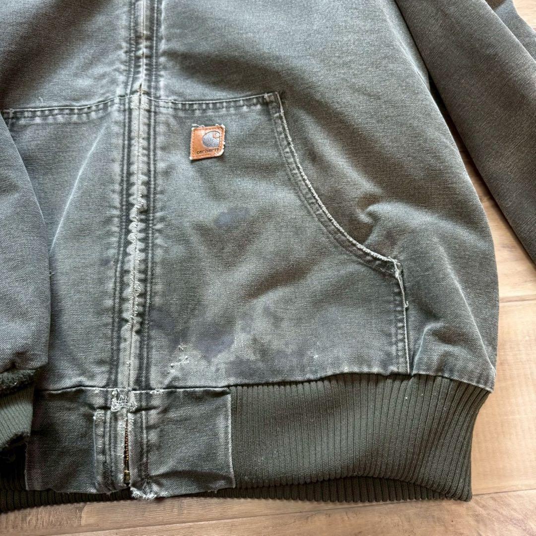 carharttカーハートアクティブジャケットモスグリーンL古着フェード短丈