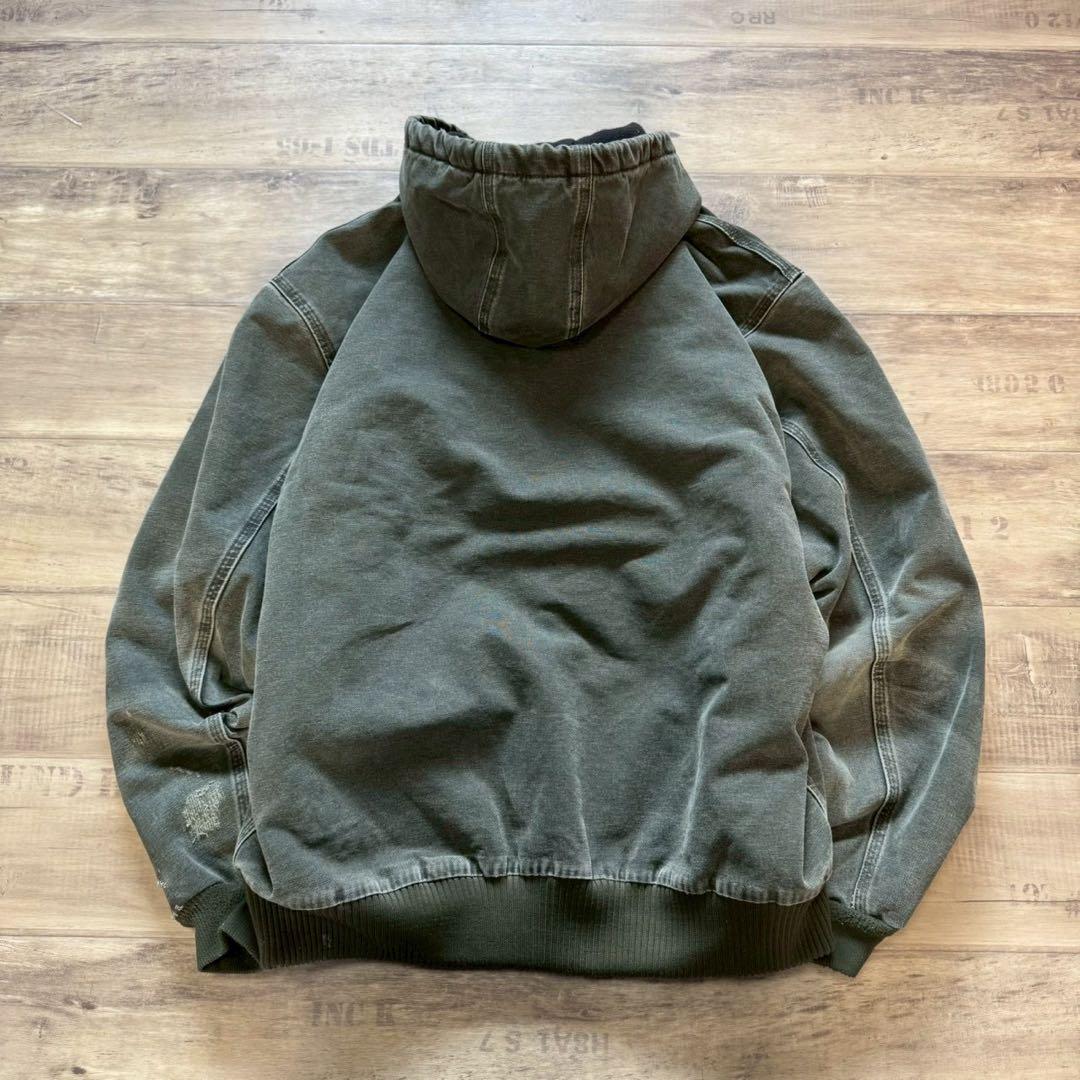 carharttカーハートアクティブジャケットモスグリーンL古着フェード短丈