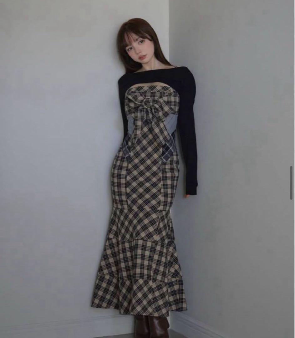 andmary Juni check dress beige sサイズ