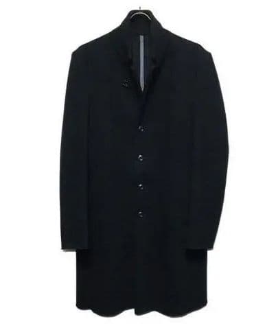 カズユキクマガイ 黒　カシミヤ混ストレッチメルトンロングコート