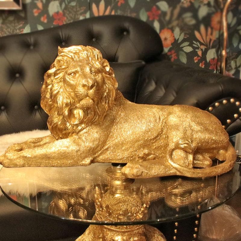 ライオン置物 ゴールド 高級インテリアオブジェ 143-138-036